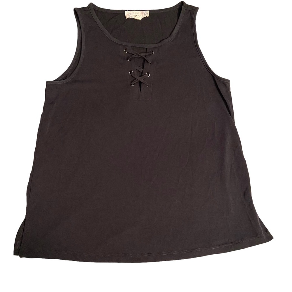Pink Republic black lace up tank top Medium